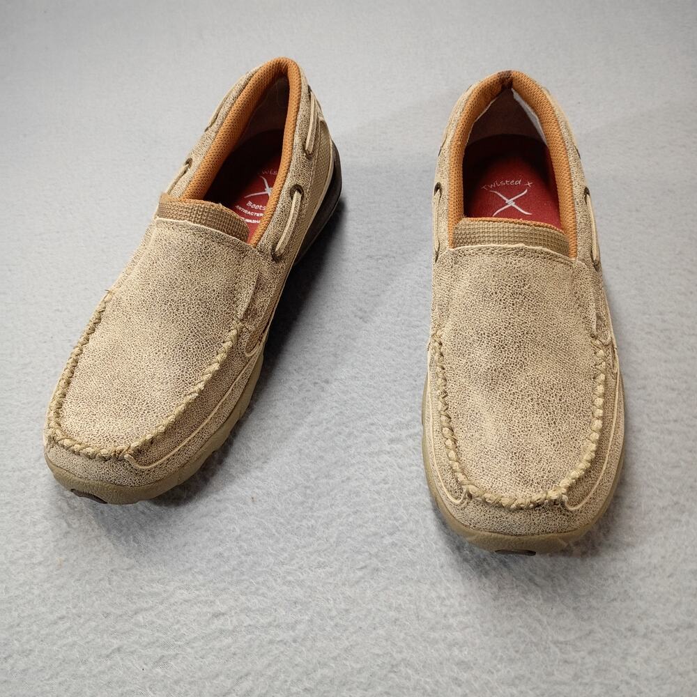Twisted X Driving Moc Shoes Womens 7.5 Tan Slip On Leather Casual Comfort - Picture 3 of 6